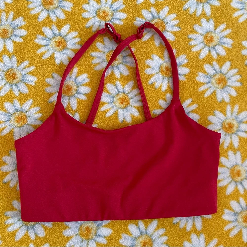 Girlfriend Collective flame red racer back sports bra